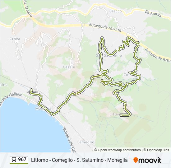 967 bus Line Map