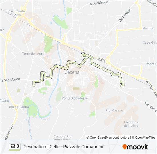 Percorso linea bus 3