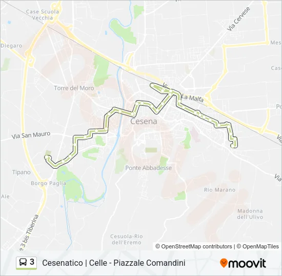 3 Bus Line Map