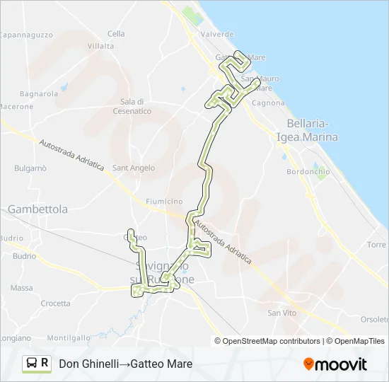 R Bus Line Map