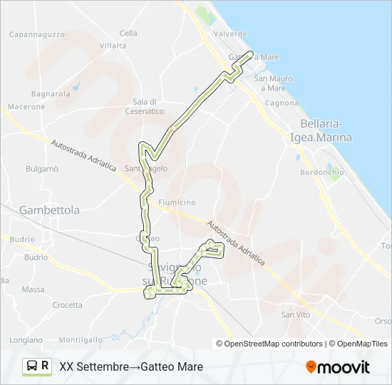 R Bus Line Map
