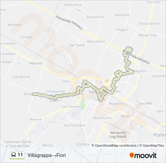 Percorso linea bus 11