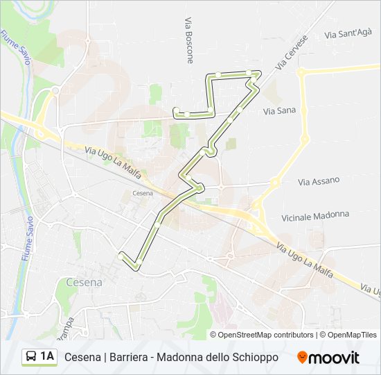 Percorso linea bus 1A