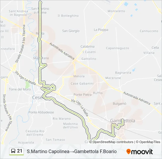 21 Bus Line Map
