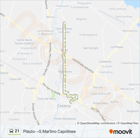 Percorso linea bus 21