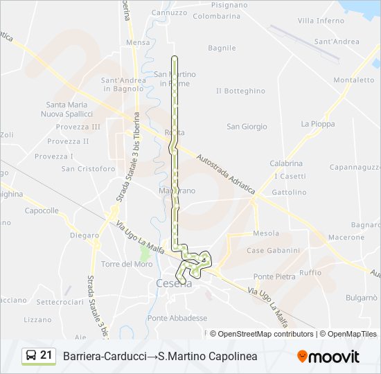 21 bus Line Map