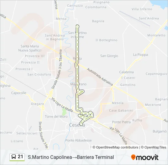 21 Bus Line Map