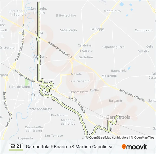 21 Bus Line Map