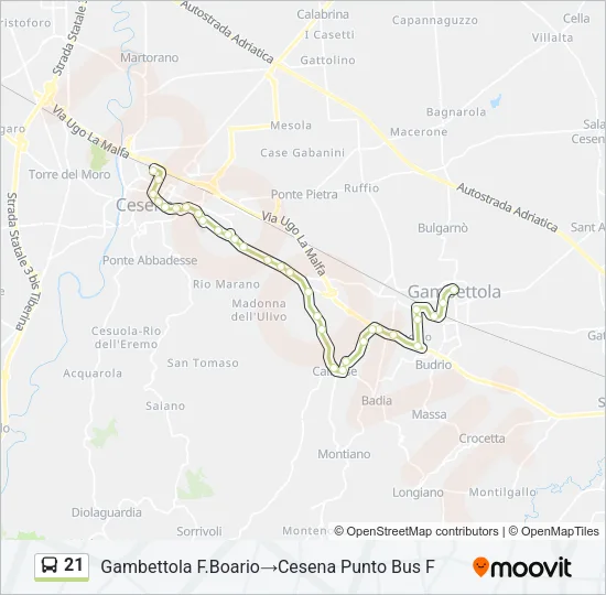 21 Bus Line Map