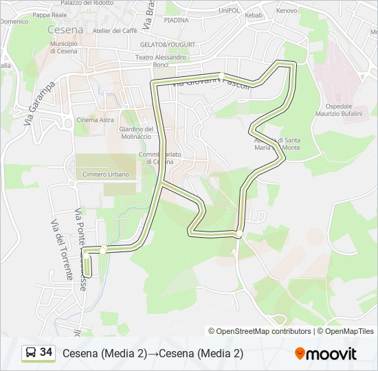 34 bus Line Map