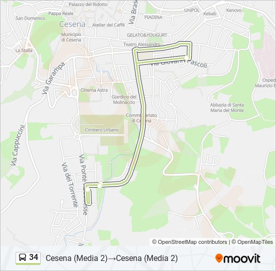 34 bus Line Map