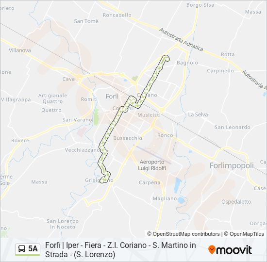 Percorso linea bus 5A