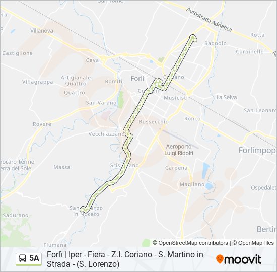 Percorso linea bus 5A