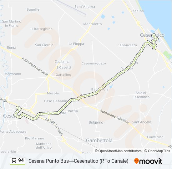 94 bus Line Map