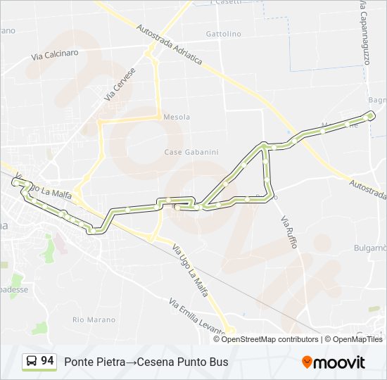 Percorso linea bus 94