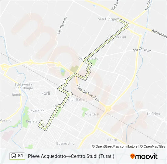 Percorso linea bus S1
