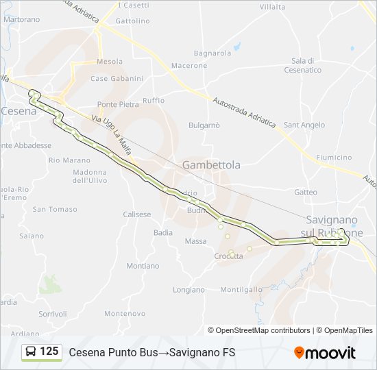 Percorso linea bus 125