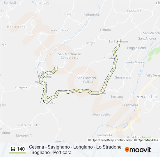 Percorso linea bus 140