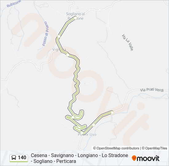 Percorso linea bus 140