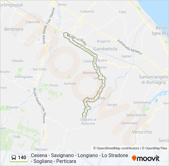 Percorso linea bus 140
