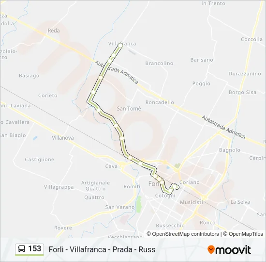 153 Bus Line Map