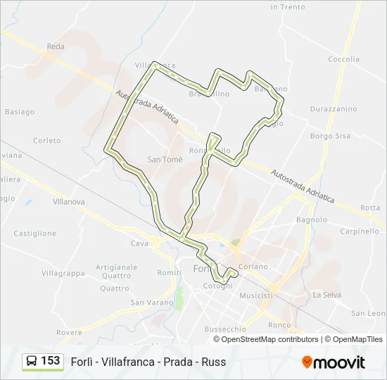 153 Bus Line Map