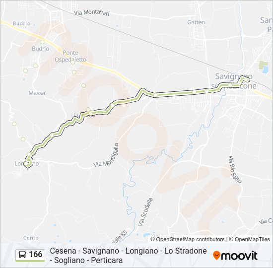 166 bus Line Map