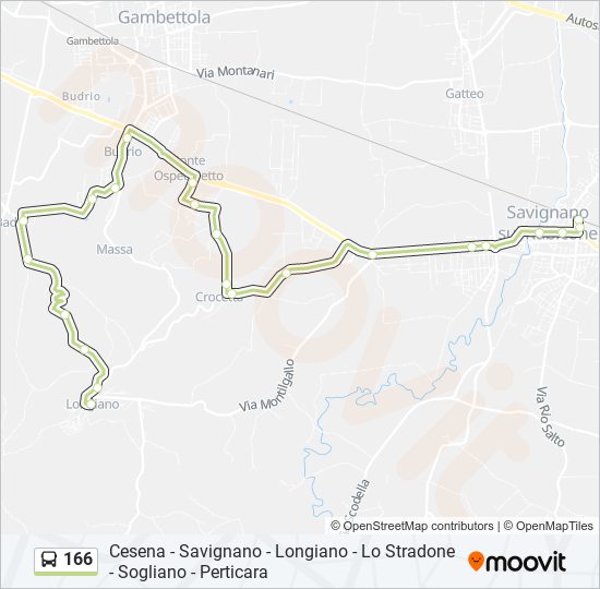 Percorso linea bus 166