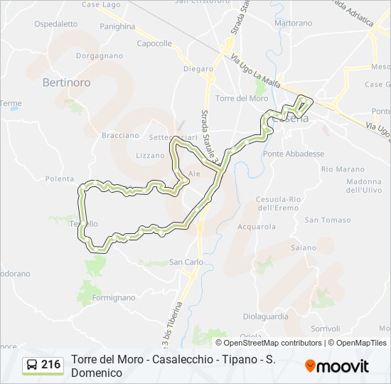 Percorso linea bus 216