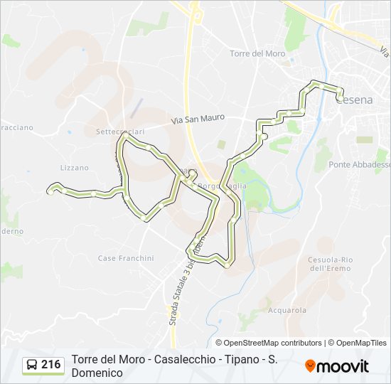 Percorso linea bus 216