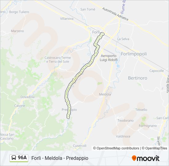 Percorso linea bus 96A