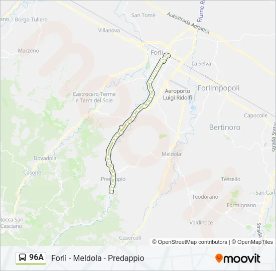 96A Bus Line Map