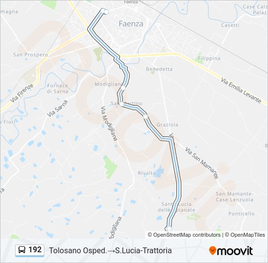 Percorso linea bus 192