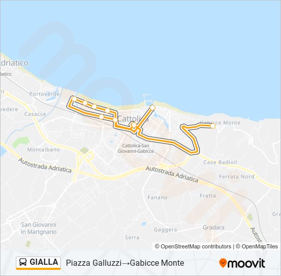 Percorso linea bus GIALLA