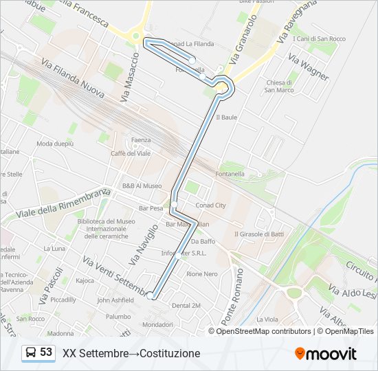 53 bus Line Map