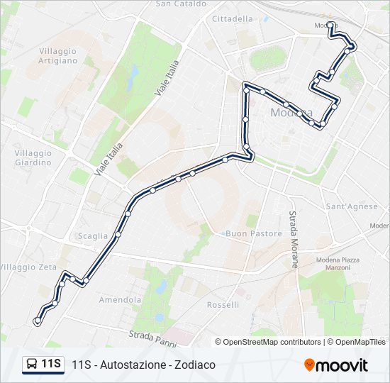 Percorso linea bus 11S
