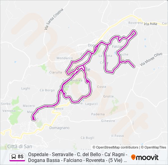 Percorso linea bus 8S