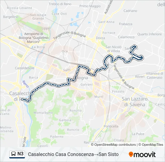 N3 Bus Line Map
