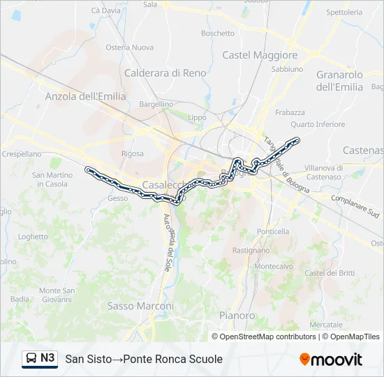 N3 Bus Line Map