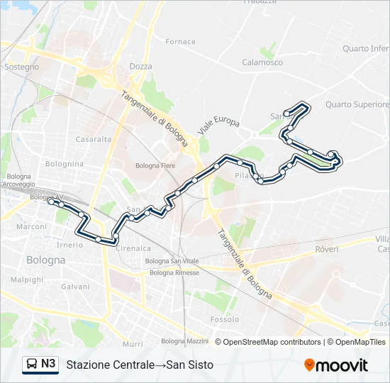 N3 Bus Line Map