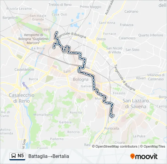N5 Bus Line Map
