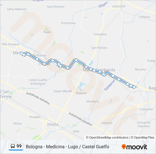 Percorso linea bus 99