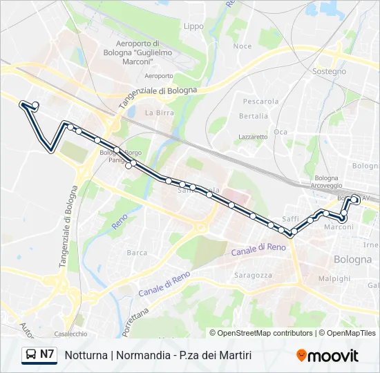 N7 Bus Line Map
