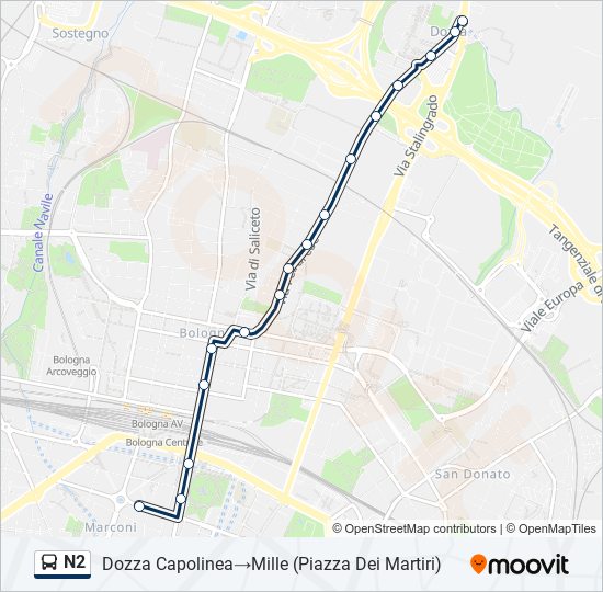 N2 bus Line Map