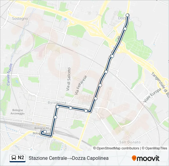 N2 Bus Line Map