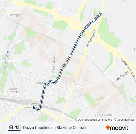 N2 Bus Line Map