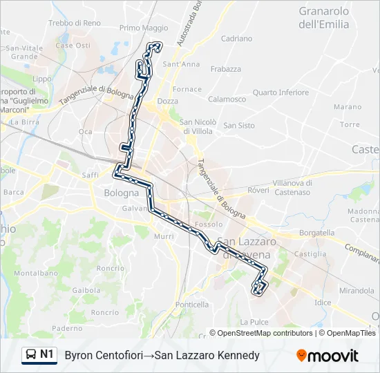 N1 Bus Line Map