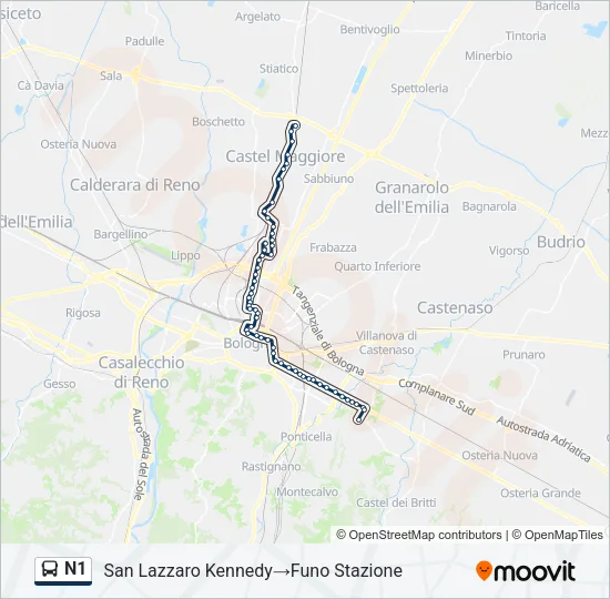 N1 Bus Line Map