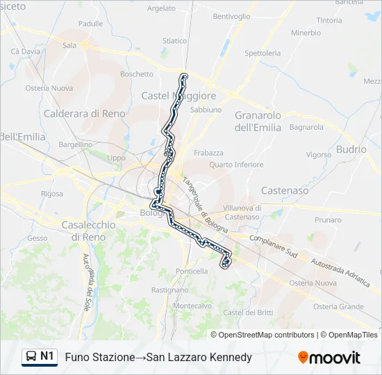 N1 Bus Line Map