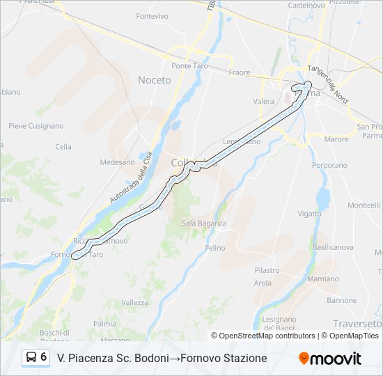 Percorso linea bus 6